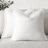 Molven | Cushion Covers Cotton Linen Frill Decorative Pillow Covers for Sofa Living Room and Bedroom