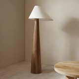 Solennae | Modern Ceramic Floor Lamp with Linen Shade for Warm Living Room Lighting