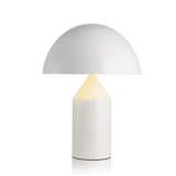 Nuvella | Geometric Steel Table Light with Double Globe Design for Contemporary Interiors