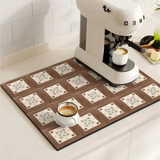 Pluvio | Coffee Drying Mat Absorbent Kitchen Mat Anti Slip Sink Mat for Coffee Bar and Kitchen Counter