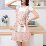 Molixa | Floral Cotton Kitchen Apron with Pockets for Cooking, Baking and Everyday Use