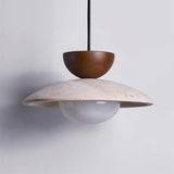 Amivon | Luxury Travertine Pendant Light Wood and Glass Hanging Lamp for Dining Room, Bedroom and Modern Interiors