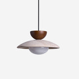 Amivon | Luxury Travertine Pendant Light Wood and Glass Hanging Lamp for Dining Room, Bedroom and Modern Interiors