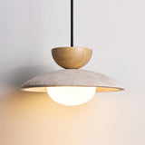 Amivon | Luxury Travertine Pendant Light Wood and Glass Hanging Lamp for Dining Room, Bedroom and Modern Interiors