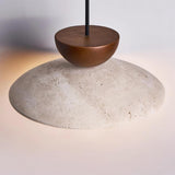 Amivon | Luxury Travertine Pendant Light Wood and Glass Hanging Lamp for Dining Room, Bedroom and Modern Interiors