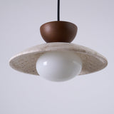 Amivon | Luxury Travertine Pendant Light Wood and Glass Hanging Lamp for Dining Room, Bedroom and Modern Interiors