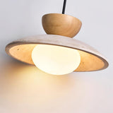 Amivon | Luxury Travertine Pendant Light Wood and Glass Hanging Lamp for Dining Room, Bedroom and Modern Interiors