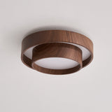 Orlani | Modern Walnut Ceiling Light with Wood-Effect Finish and Integrated LED for Living Room & Bedroom