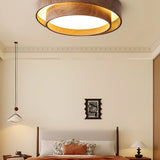 Orlani | Modern Walnut Ceiling Light with Wood-Effect Finish and Integrated LED for Living Room & Bedroom