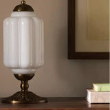 Averellea | Vintage Milk Glass Table Light with Bronze Base for Warm Ambient Lighting