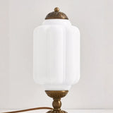 Averellea | Vintage Milk Glass Table Light with Bronze Base for Warm Ambient Lighting
