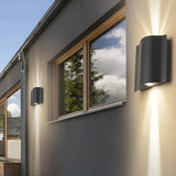 Tovex | Up Down Outdoor Wall Light, Wave Design, Die-Cast Aluminium, IP54 Rated