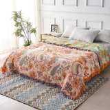 Talira | Boho Cotton Throw Blanket with Floral Pattern and Decorative Fringe Design