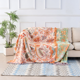 Talira | Boho Cotton Throw Blanket with Floral Pattern and Decorative Fringe Design