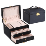 Sirae | Three-Drawer Faux Leather Jewellery Box in Green, Black, Pink and White for Dressing Table