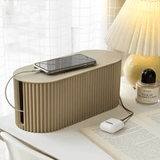 Kelon | Cable Organiser Box with Ribbed Design in Green, White and Brown for Desk and Living Room