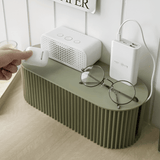 Kelon | Cable Organiser Box with Ribbed Design in Green, White and Brown for Desk and Living Room