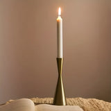 Cavellea | Set of 3 Brass Candlesticks in Golden Grace and Obsidian Elegance with Curved Nordic Design