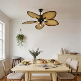 Bunai | 132 cm Ceiling Fan with Glass Shade and E27 Light Fitting, 6-Speed Remote for Living Room