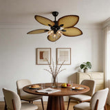 Bunai | 132 cm Ceiling Fan with Glass Shade and E27 Light Fitting, 6-Speed Remote for Living Room