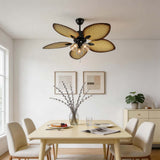 Bunai | 132 cm Ceiling Fan with Glass Shade and E27 Light Fitting, 6-Speed Remote for Living Room