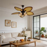Bunai | 132 cm Ceiling Fan with Glass Shade and E27 Light Fitting, 6-Speed Remote for Living Room