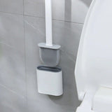 Ulric | Antibacterial Silicone Toilet Brush with Wall-Mounted Holder and Ventilated Base, Matte White