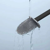 Ulric | Antibacterial Silicone Toilet Brush with Wall-Mounted Holder and Ventilated Base, Matte White