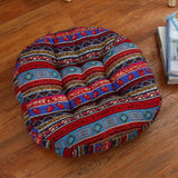 Veli | Thick Round Cotton Floor Cushion with Bohemian Floral Pattern for Living Room and Bedroom