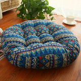 Veli | Thick Round Cotton Floor Cushion with Bohemian Floral Pattern for Living Room and Bedroom