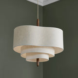 Neraya | Japandi Fabric Pendant Light with Wooden Detail for Soft Ambient Lighting
