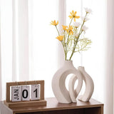 Melorin | Sculptural Ceramic Vase Pair with Matte Neutral Finish for Minimalist and Contemporary Interiors