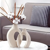 Melorin | Sculptural Ceramic Vase Pair with Matte Neutral Finish for Minimalist and Contemporary Interiors