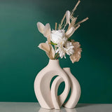 Melorin | Sculptural Ceramic Vase Pair with Matte Neutral Finish for Minimalist and Contemporary Interiors