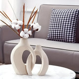 Melorin | Sculptural Ceramic Vase Pair with Matte Neutral Finish for Minimalist and Contemporary Interiors