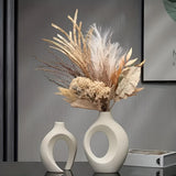 Melorin | Sculptural Ceramic Vase Pair with Matte Neutral Finish for Minimalist and Contemporary Interiors
