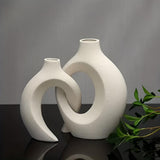 Melorin | Sculptural Ceramic Vase Pair with Matte Neutral Finish for Minimalist and Contemporary Interiors