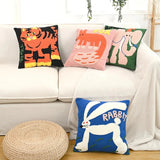 Kelro | Nordic Animal Embroidered Cushion Cover for Sofa Decor
