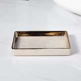 Meron | Four-Piece Ceramic Bathroom Accessory Set with Gold Trim in Matte Black and White for Sink