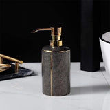 Meron | Four-Piece Ceramic Bathroom Accessory Set with Gold Trim in Matte Black and White for Sink
