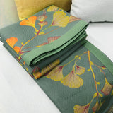Sorika | Reversible Ginkgo Leaf Cotton Quilt with Jacquard Design and Soy Fiber Blend