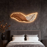 Zyvox | LED Feather Wall Art Light with Engraved Design for Bedroom and Living Room Décor