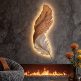 Zyvox | LED Feather Wall Art Light with Engraved Design for Bedroom and Living Room Décor