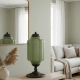 Averellea | Vintage Milk Glass Table Light with Bronze Base for Warm Ambient Lighting