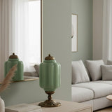 Averellea | Vintage Milk Glass Table Light with Bronze Base for Warm Ambient Lighting