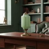 Averellea | Vintage Milk Glass Table Light with Bronze Base for Warm Ambient Lighting