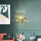 Norevia | Vintage Flower Glass Pendant Light with Brass Frame for Dining Rooms and Bedrooms