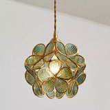 Norevia | Vintage Flower Glass Pendant Light with Brass Frame for Dining Rooms and Bedrooms