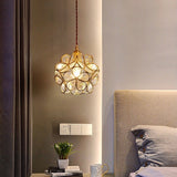 Norevia | Vintage Flower Glass Pendant Light with Brass Frame for Dining Rooms and Bedrooms