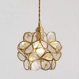 Norevia | Vintage Flower Glass Pendant Light with Brass Frame for Dining Rooms and Bedrooms